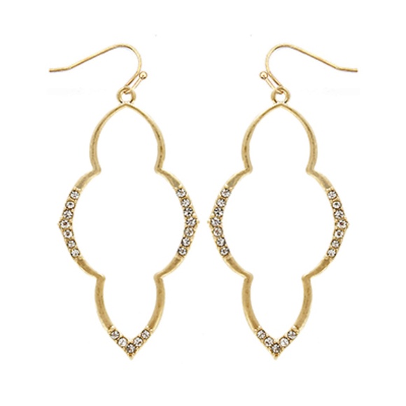 Pave Quatrefoil Shape Earrings - Picture 1 of 2